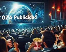 Una sala de cine llena de personas viendo publicidad